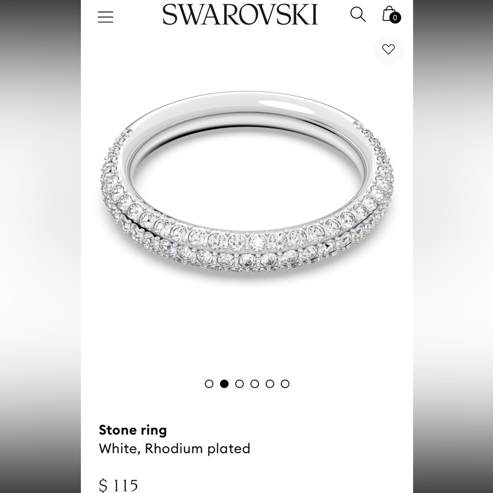 Swarovski stone ring size 5